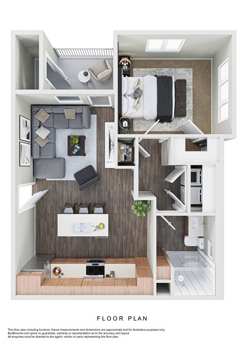 Ridge View One Bedroom One Bathroom Floorplan